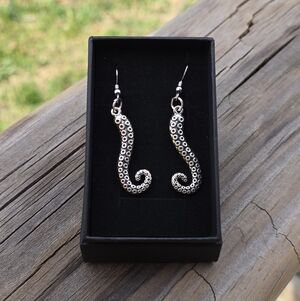 Whimsical Silver Tentacle Earrings